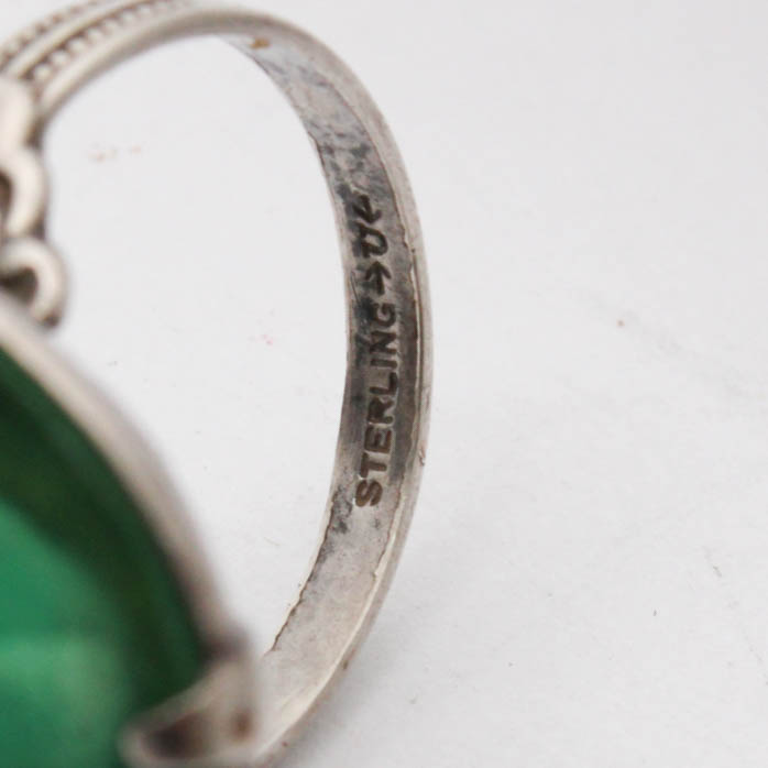 Sterling Silver Cubic Zirconia Tennis Bracelet and Sterling Silver Glass Ring