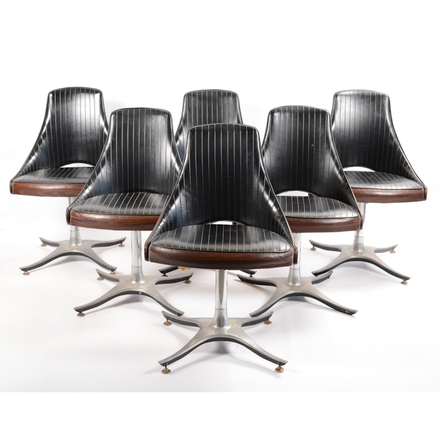 Six Mid Century Modern Swivel Dining Chairs by Roper Corporation