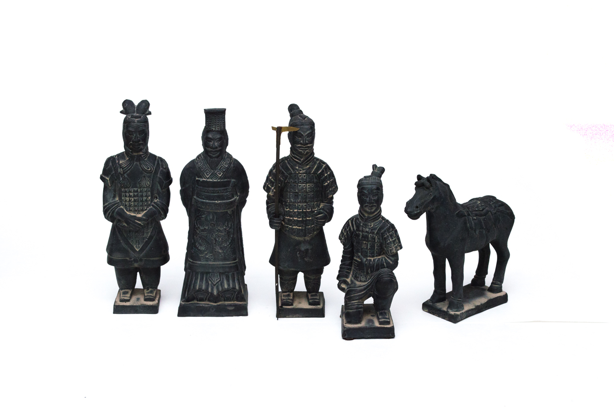Metal Replicas of Terra-Cotta Warriors and Table Display of The Great Wall
