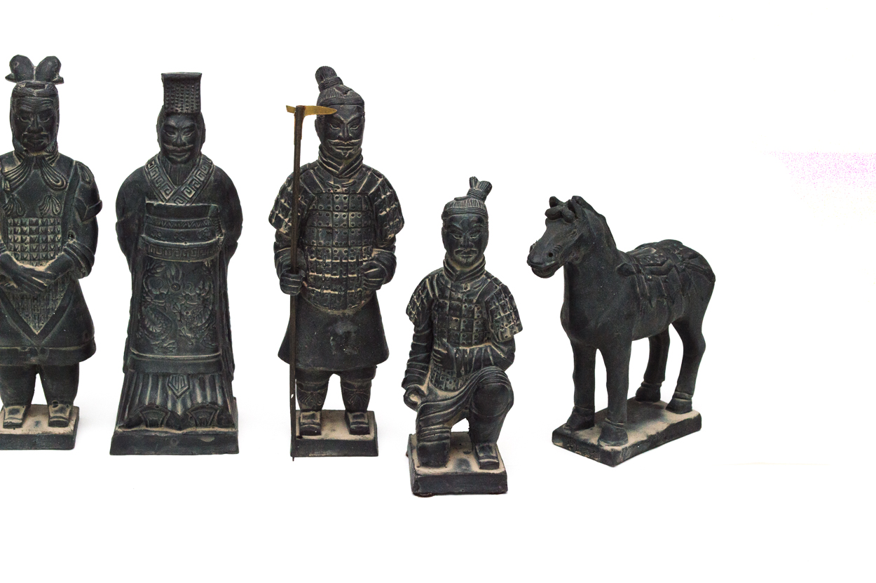 Metal Replicas of Terra-Cotta Warriors and Table Display of The Great Wall