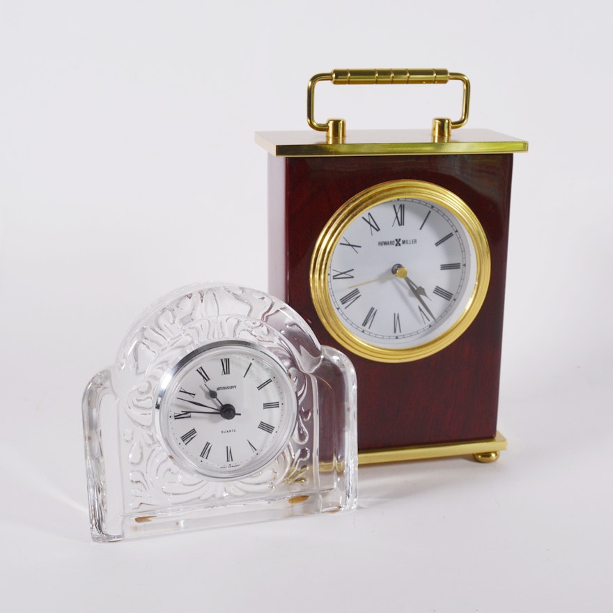 Howard Miller Bracket Clock and Staiger Crystal Desk Clock