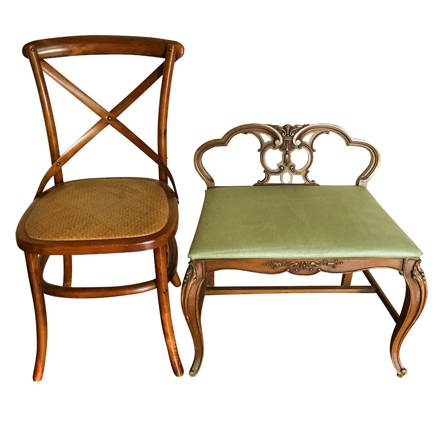 Vintage Chair and Vanity Bench