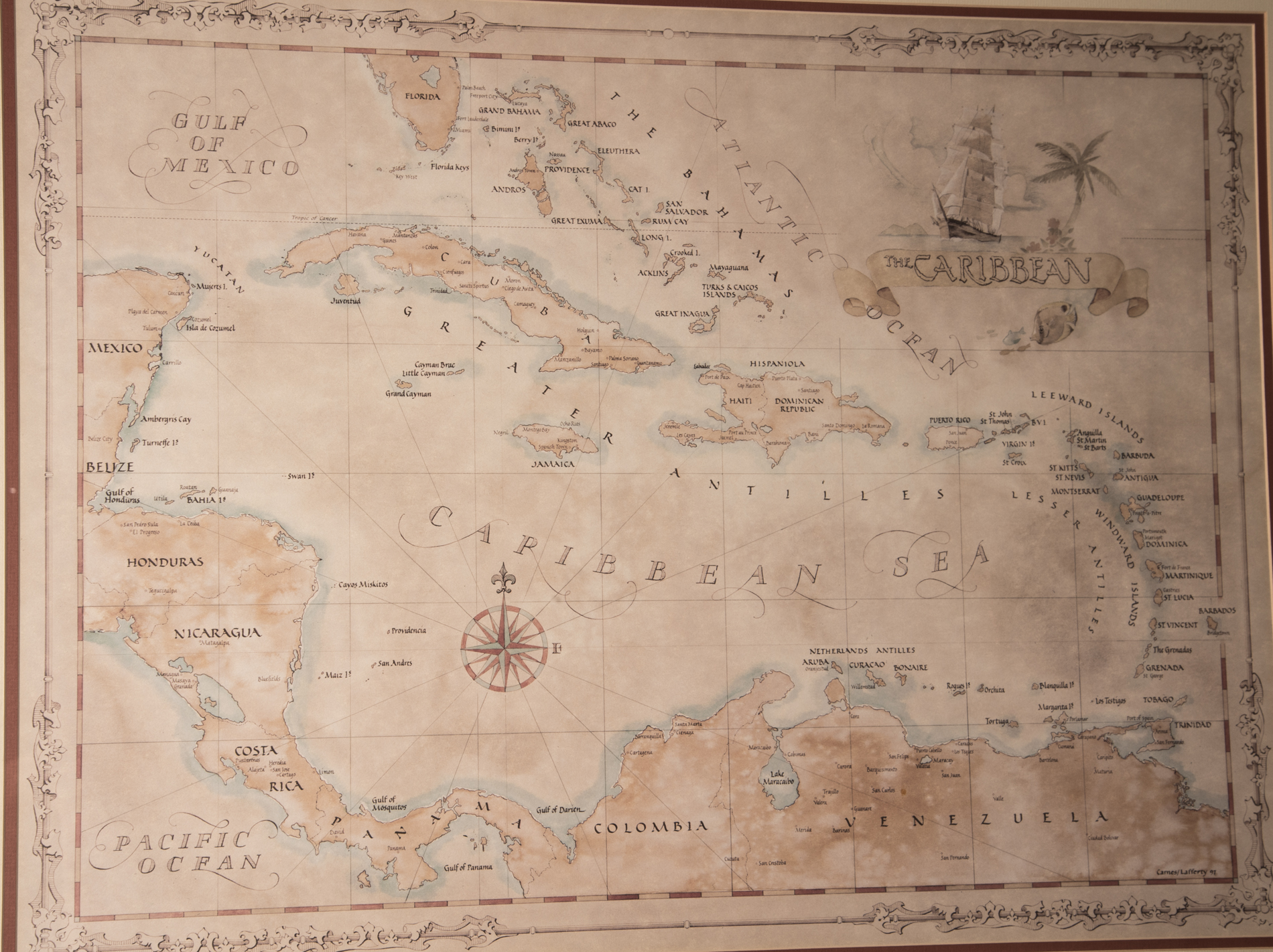 Carnes Lafferty Map of The Caribbean