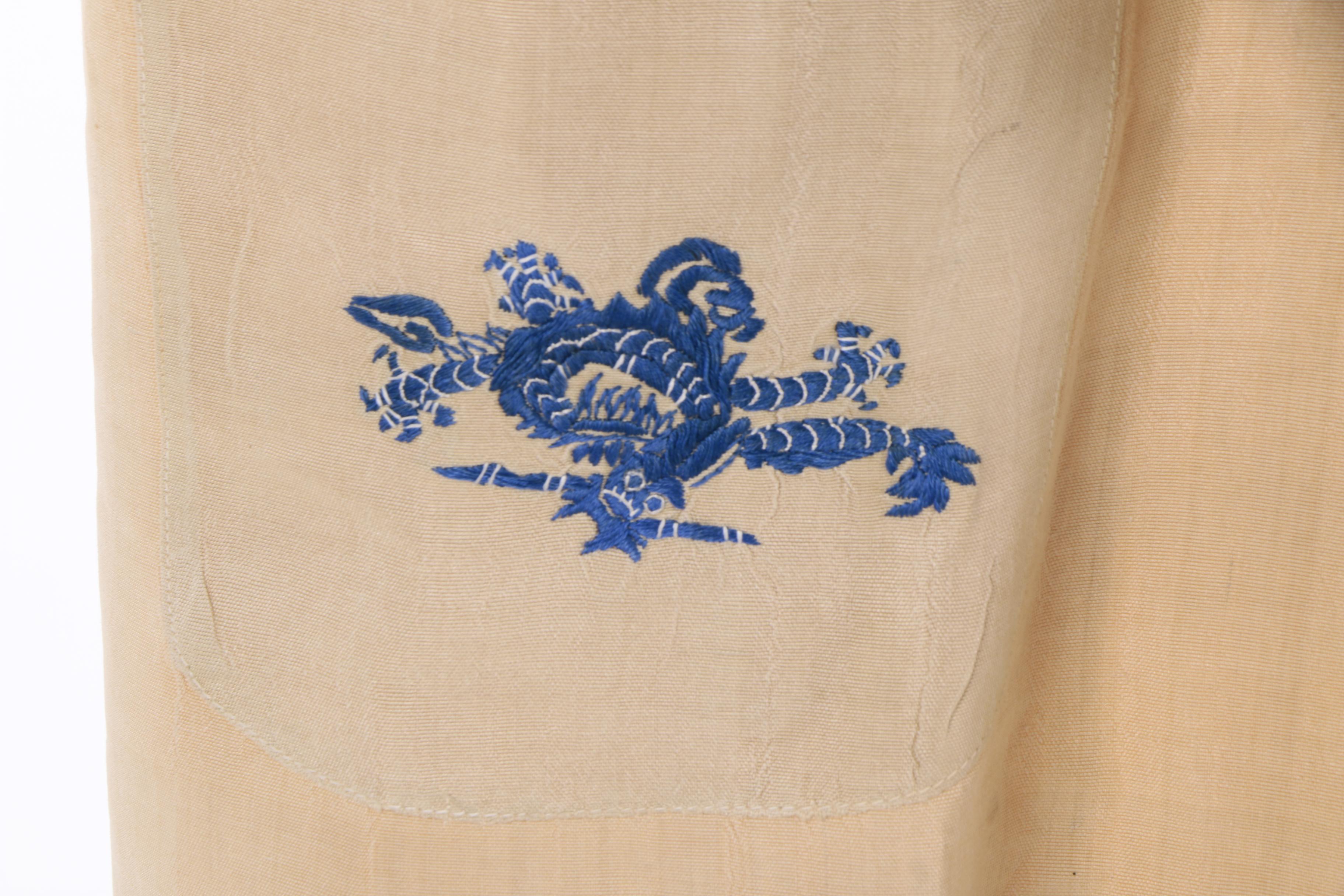 Vintage Japanese Silk Kosode Kimono Style Robe with Dragon Embroidery