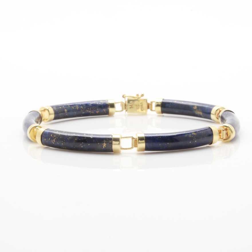 14K Yellow Gold Lapis Lazuli Bracelet