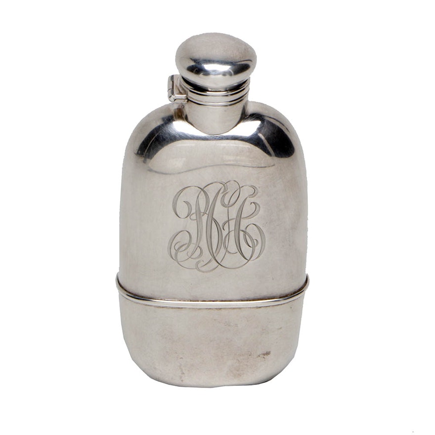 Gorham Sterling Silver and Glass Monogrammed Flask