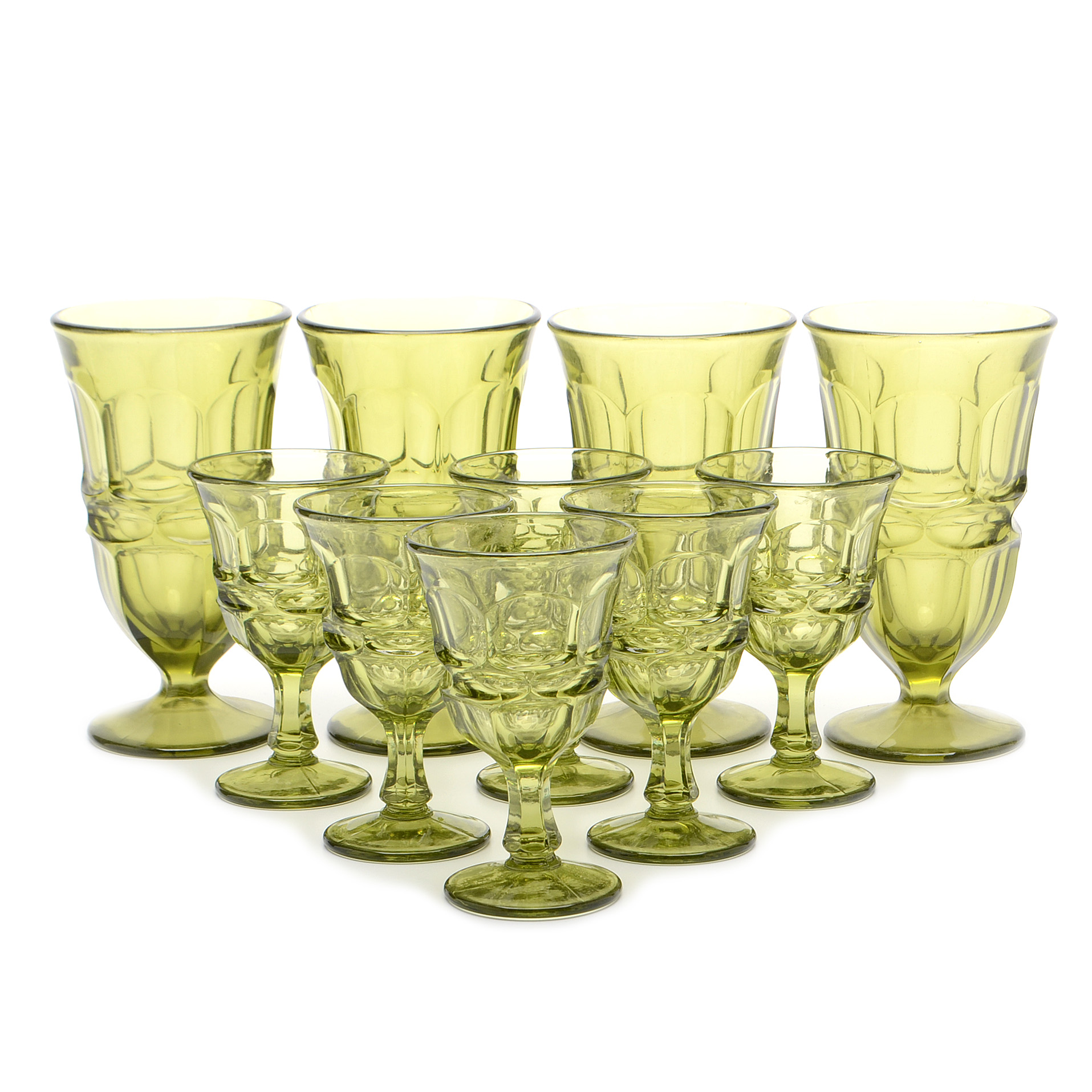 Set of Ten Fostoria Argus Avocado Glasses