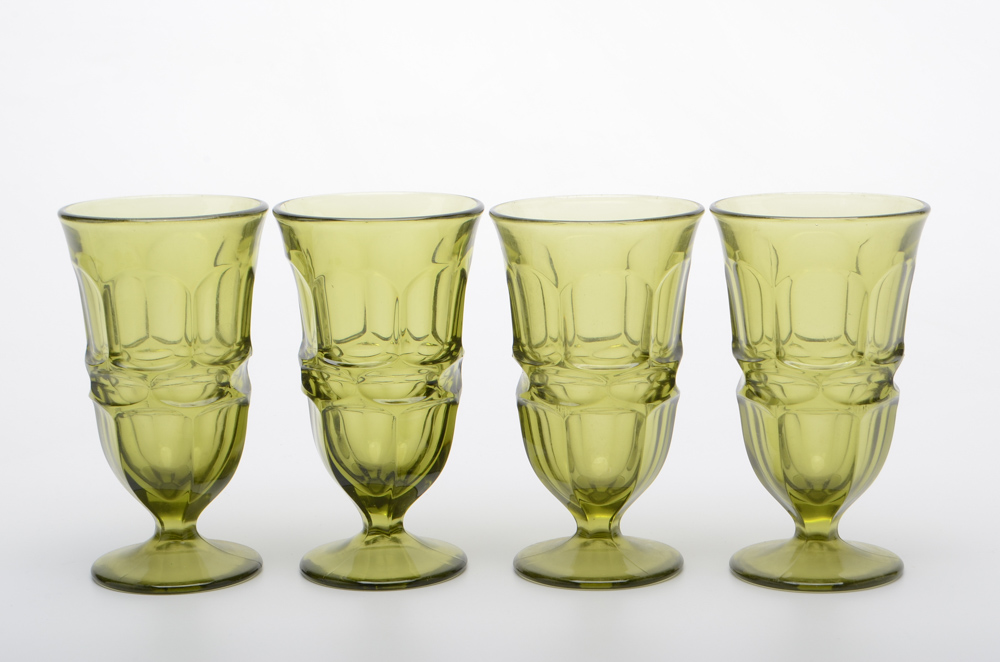 Set of Ten Fostoria Argus Avocado Glasses