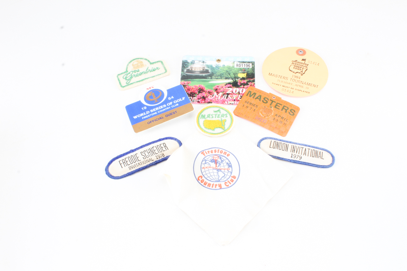 Vintage and Contemporary PGA Touring Badges, Patches, and Passes