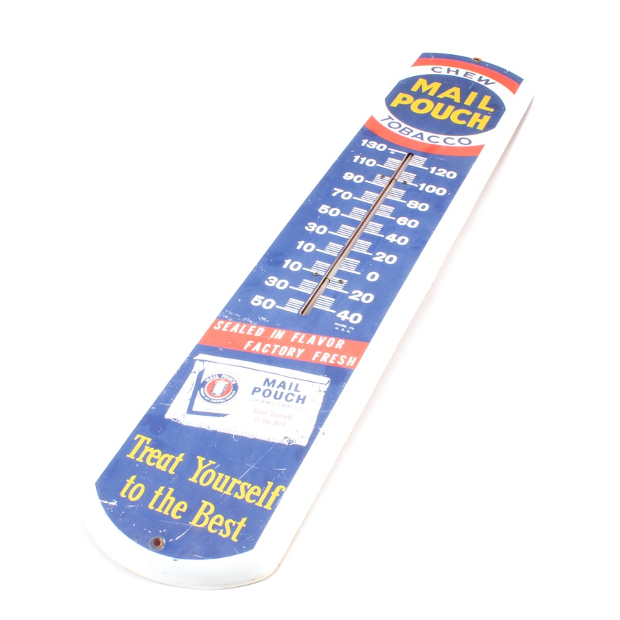 Contemporary Mail Pouch Thermometer Metal Sign