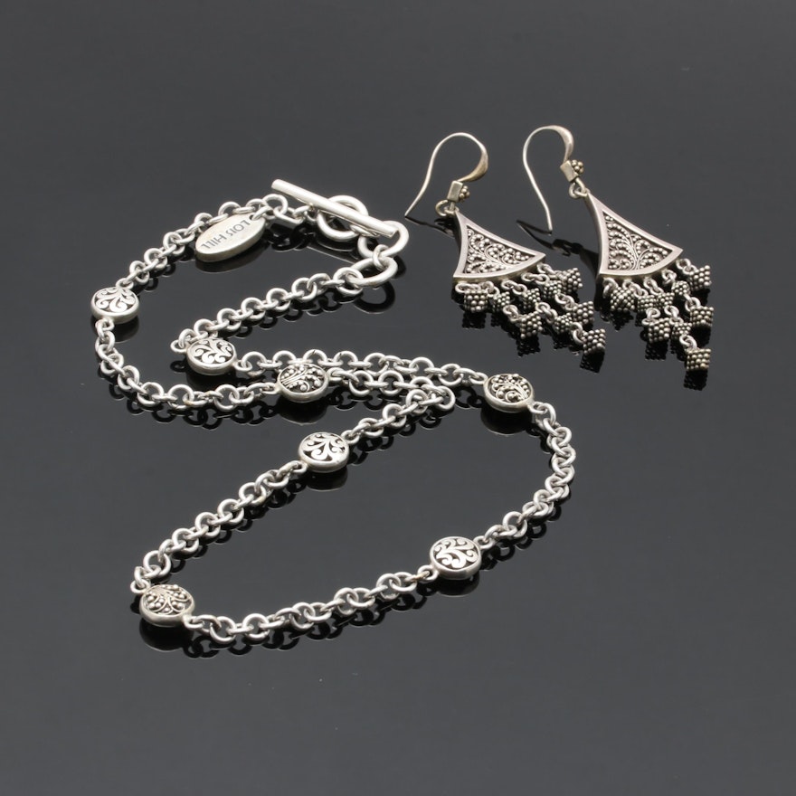 Lois Hill Sterling Silver Earring and Necklace Set