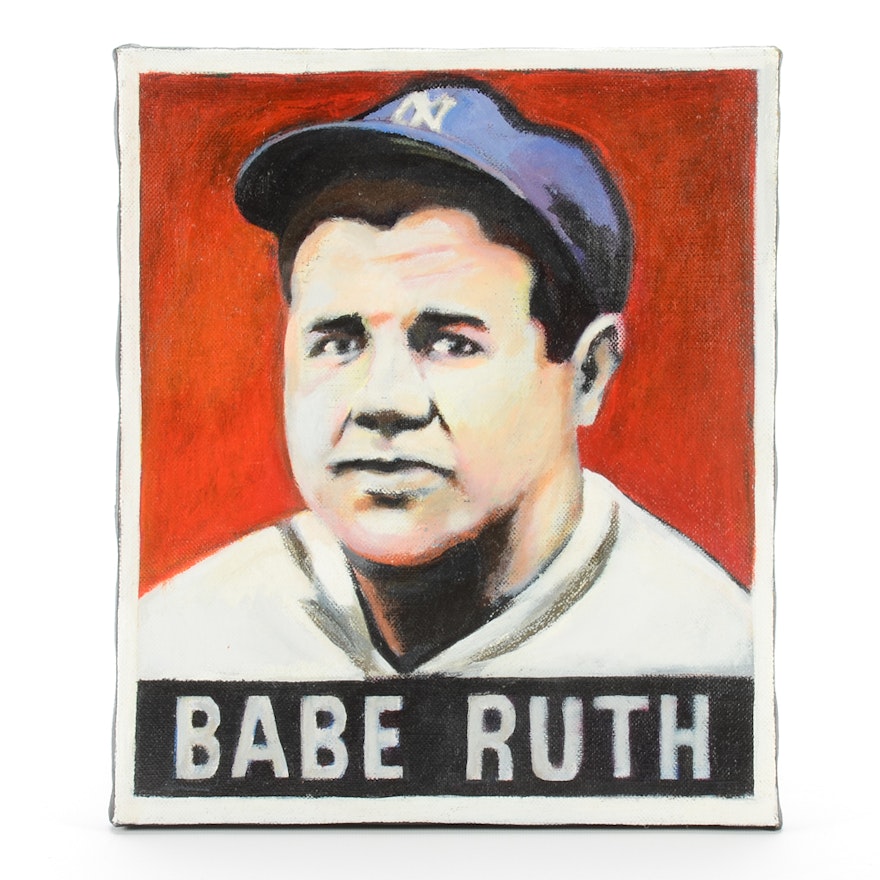 2006 Babe Ruth 1948 Leaf Baseball Card Oil Painting