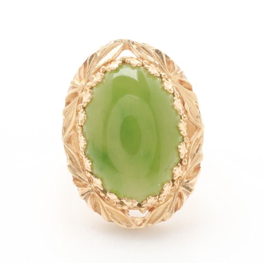 14K Yellow Gold Nephrite Ring