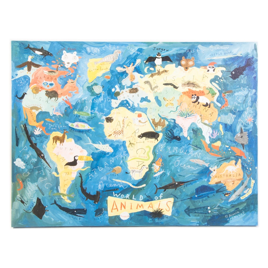 Childrens World Map Giclee