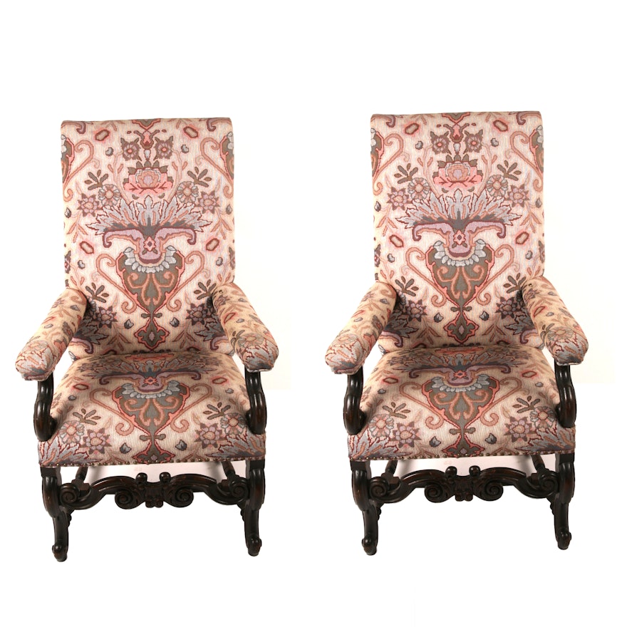 Pair of Print Upholstered Armchairs