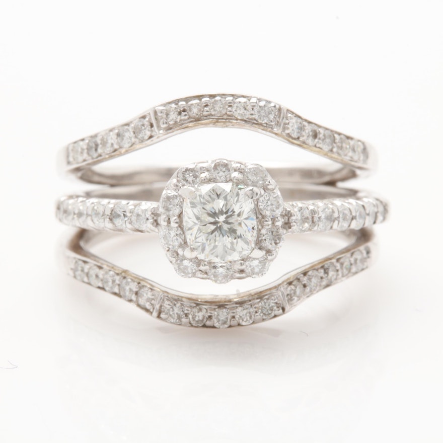 14K White Gold 1.03 CTW Diamond Ring