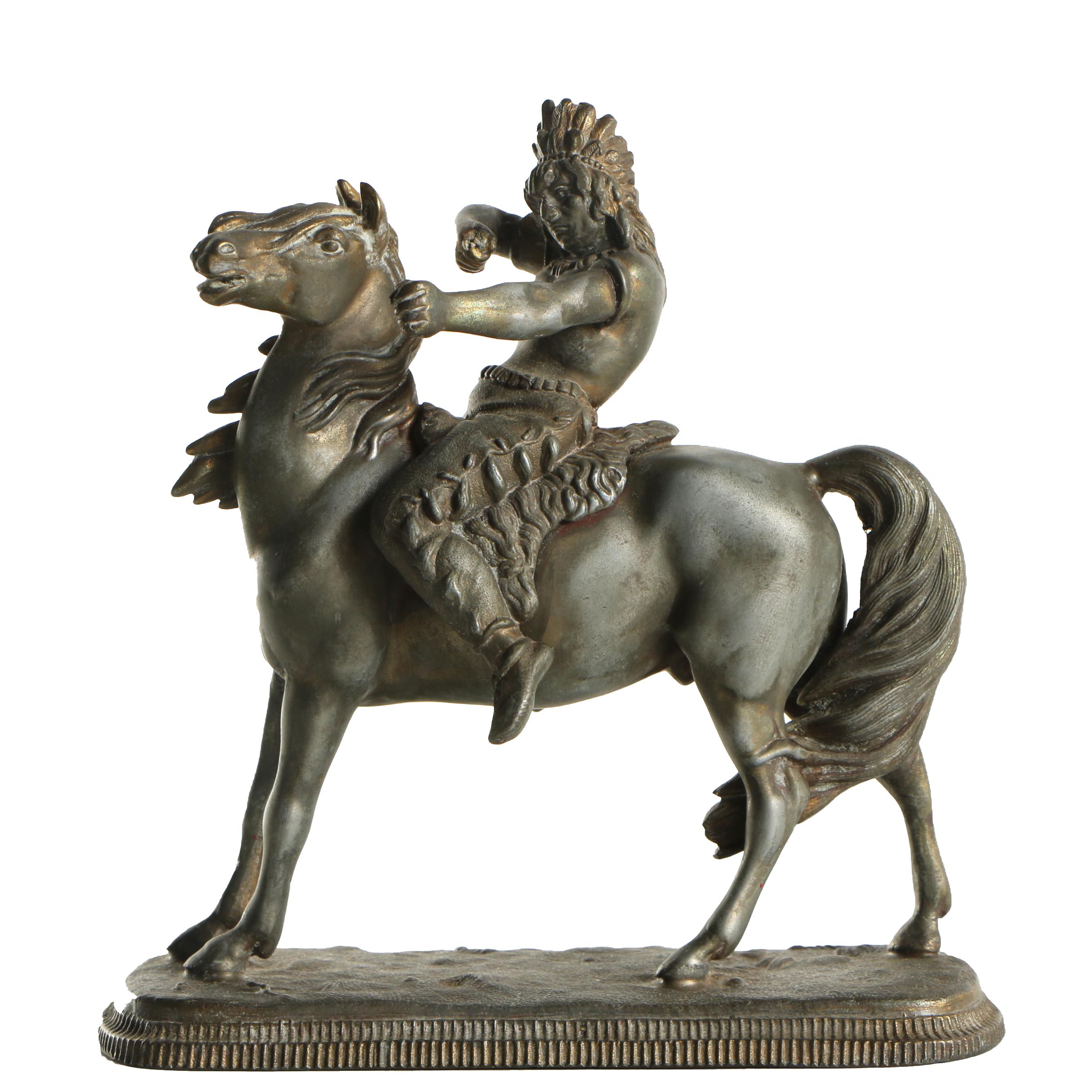 Cast Metal Sculpture of a Native American