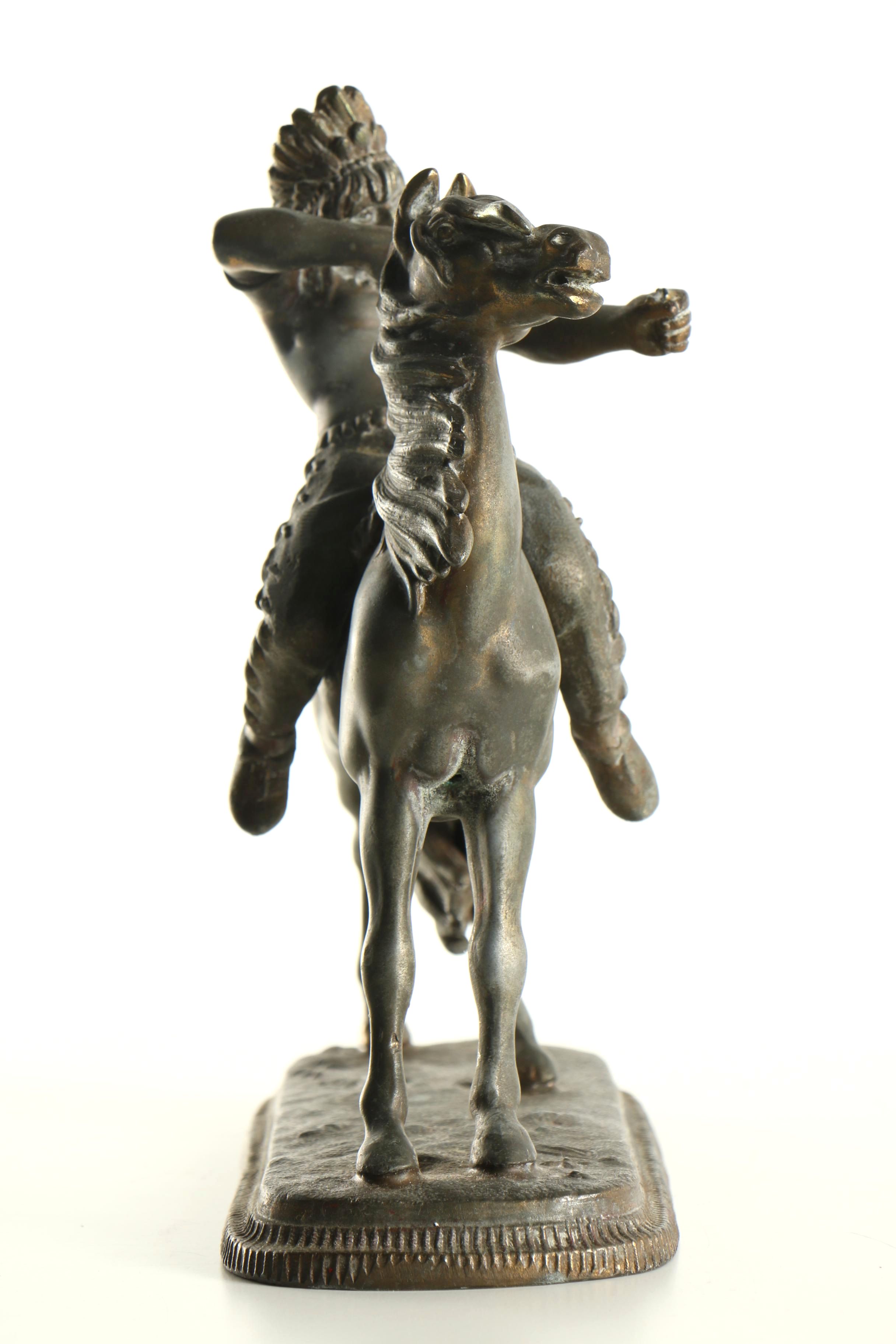 Cast Metal Sculpture of a Native American