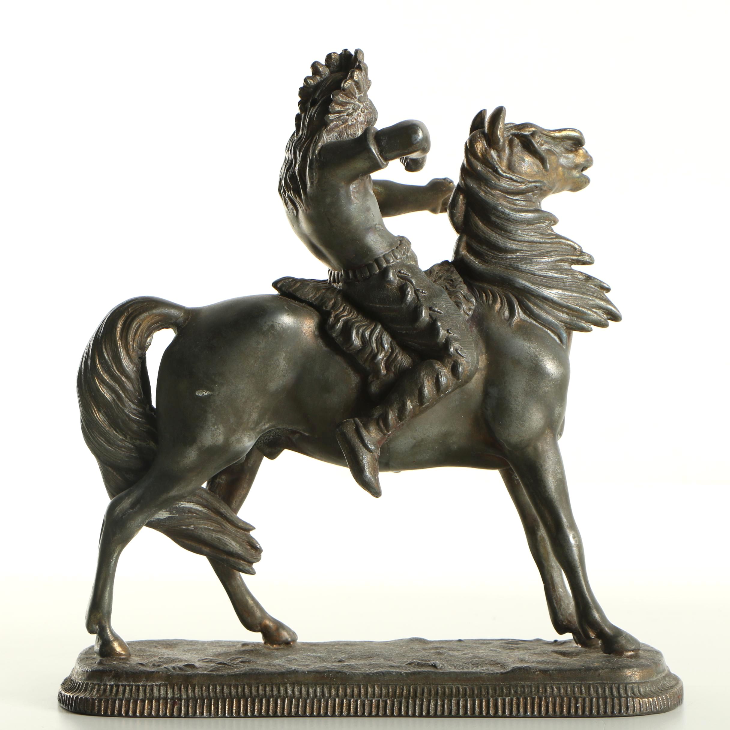 Cast Metal Sculpture of a Native American