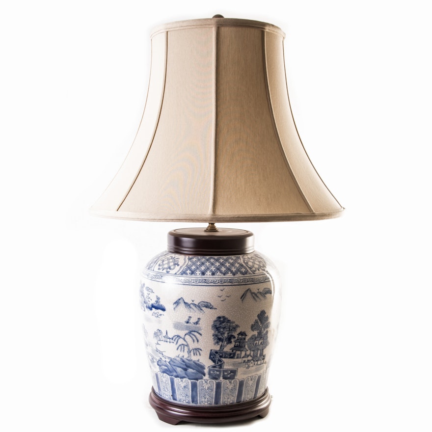 Blue and White Table Lamp