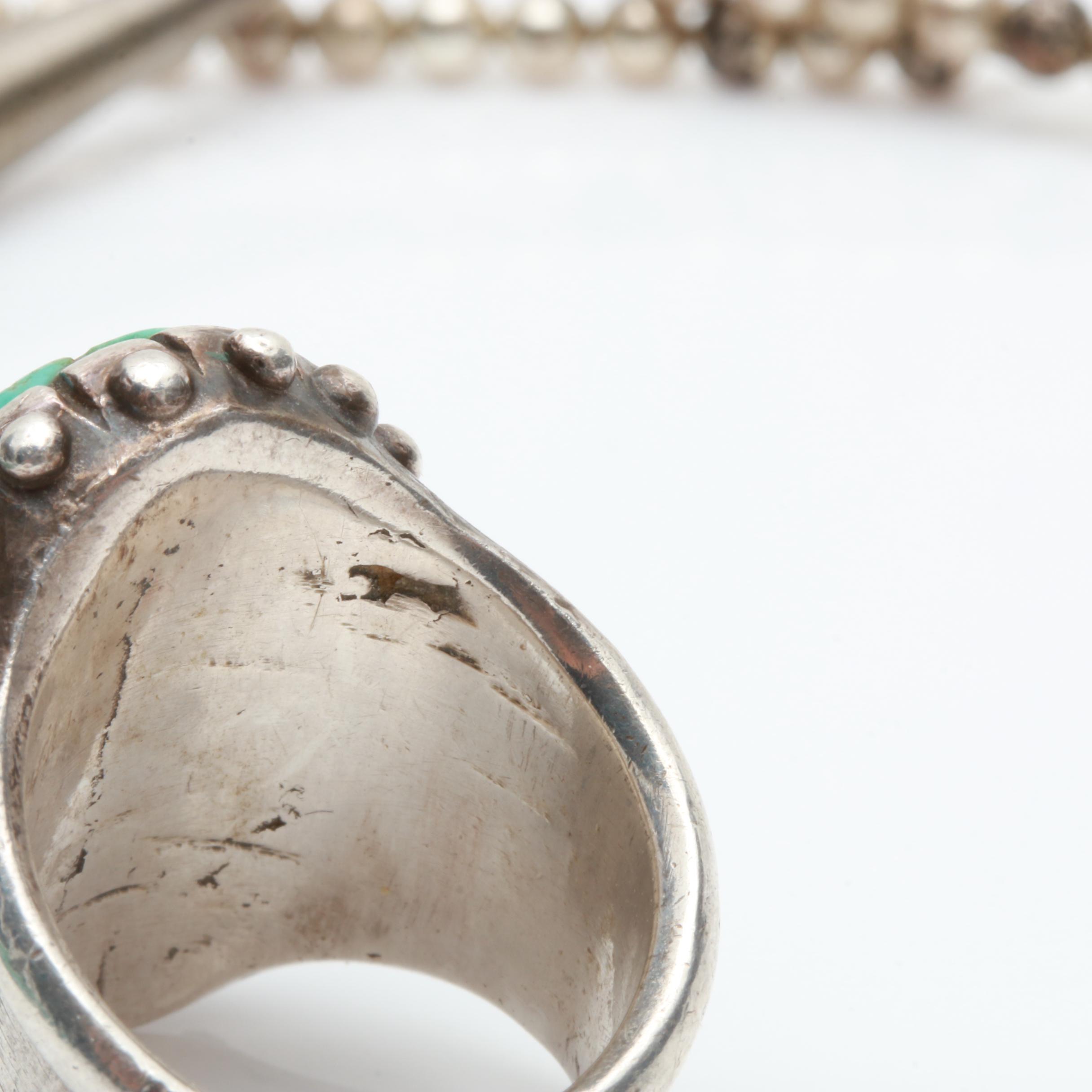 Stabilized Turquoise Jewelry Selection Including Sterling Silver Ring