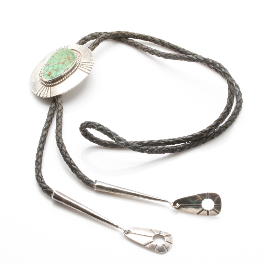 Bennett Sterling Silver Turquoise Bolo Tie