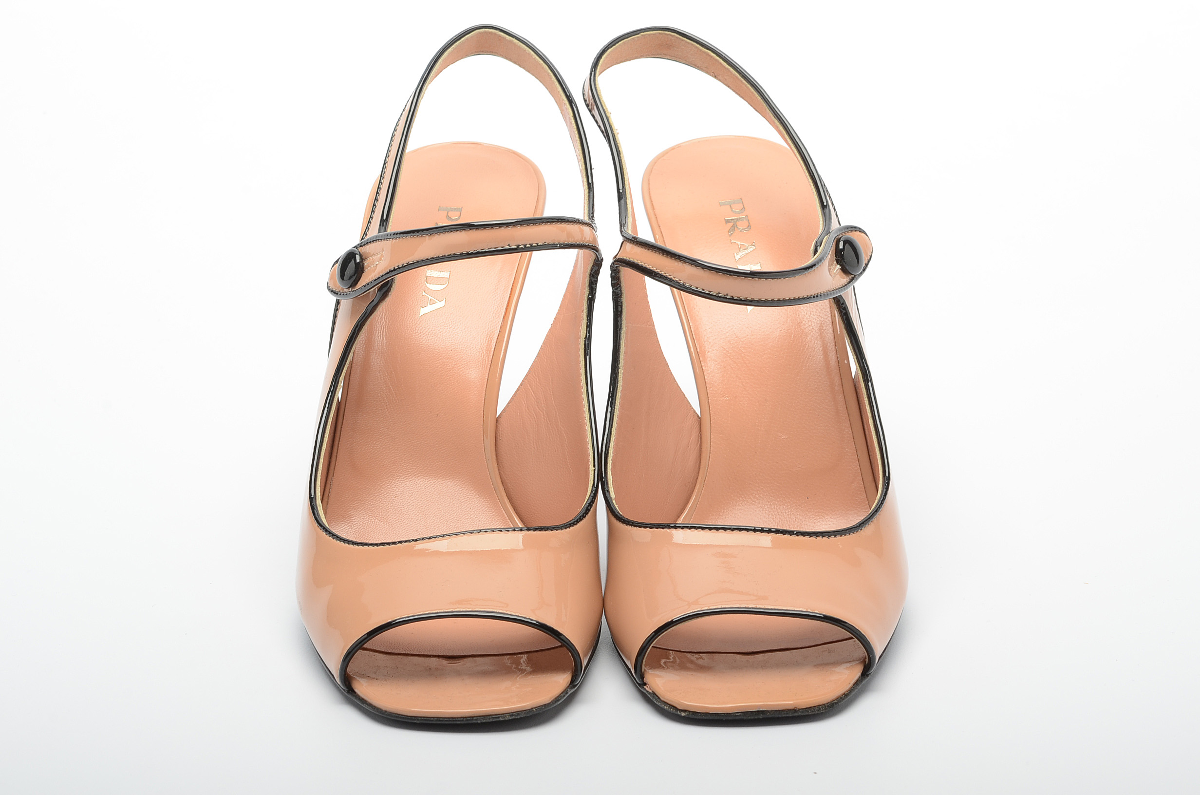 Prada Patent Leather Peep-Toe Dress Sandals