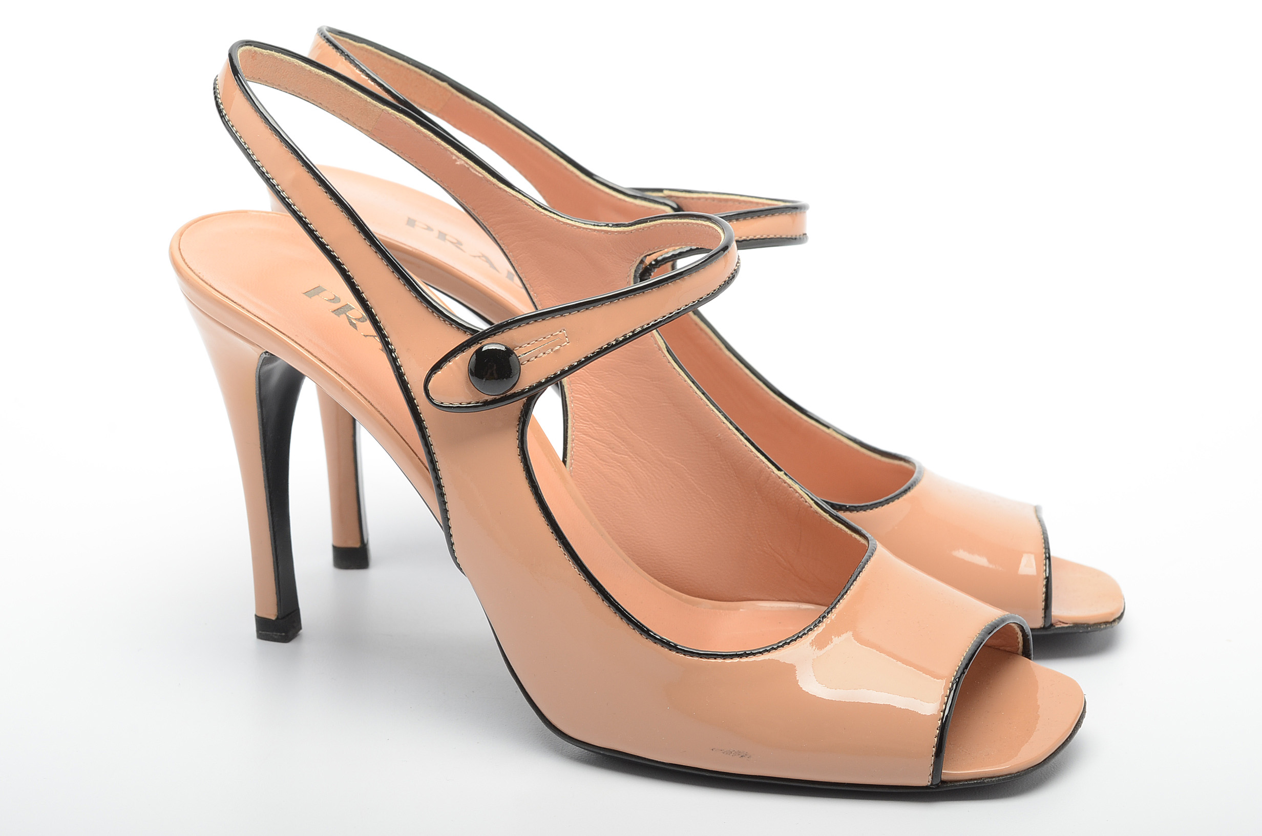 Prada Patent Leather Peep-Toe Dress Sandals