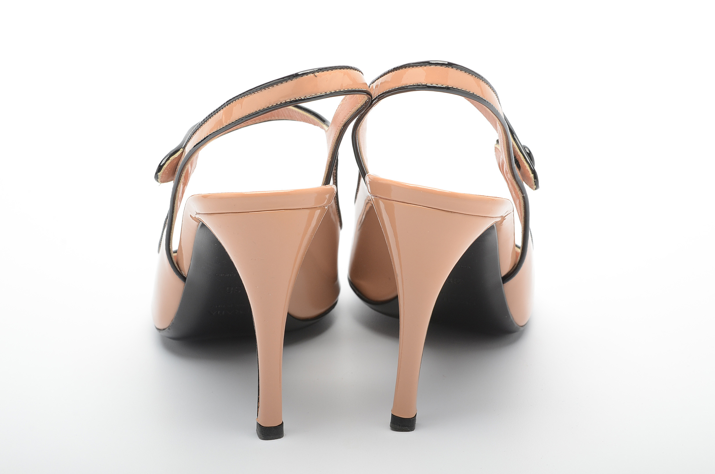 Prada Patent Leather Peep-Toe Dress Sandals