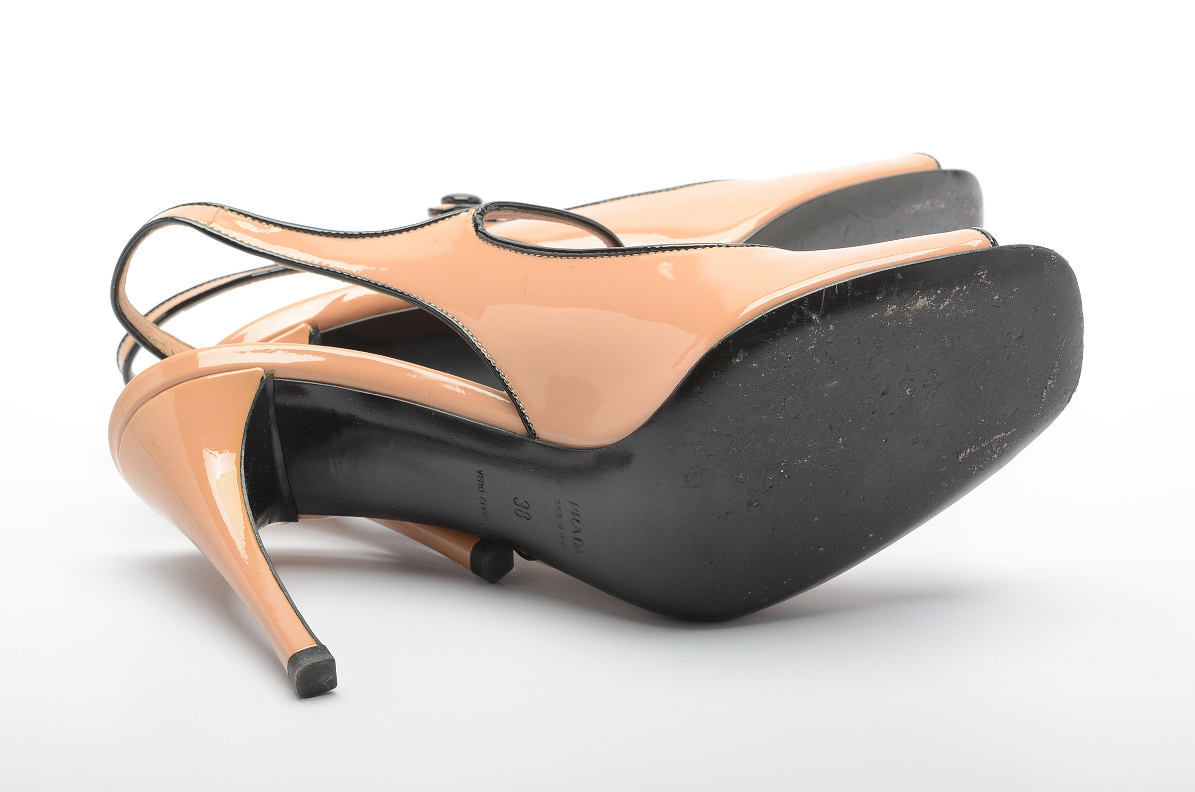 Prada Patent Leather Peep-Toe Dress Sandals