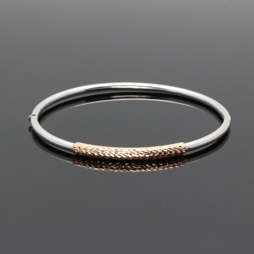 14K Two Tone Gold Bangle Bracelet