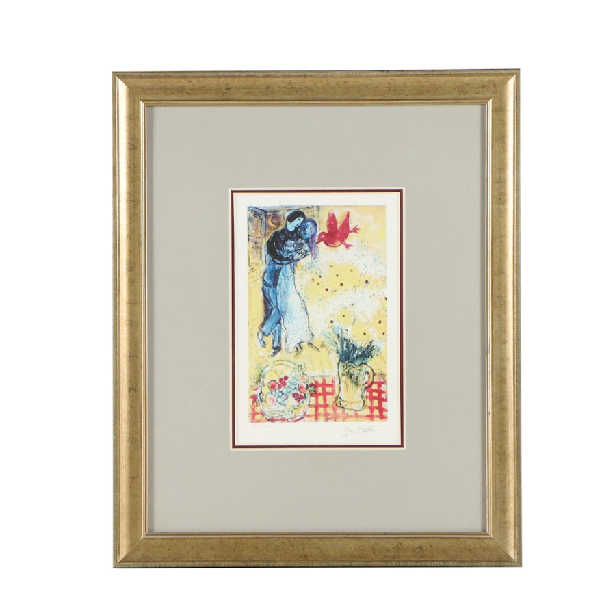 Limited Edition Giclée Print After Marc Chagall "Lovers and Daisies"