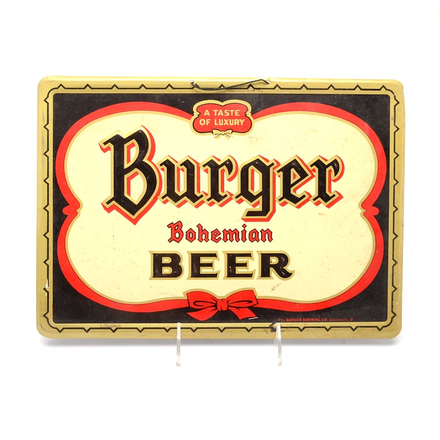 1940s Burger Beer Metal Sign