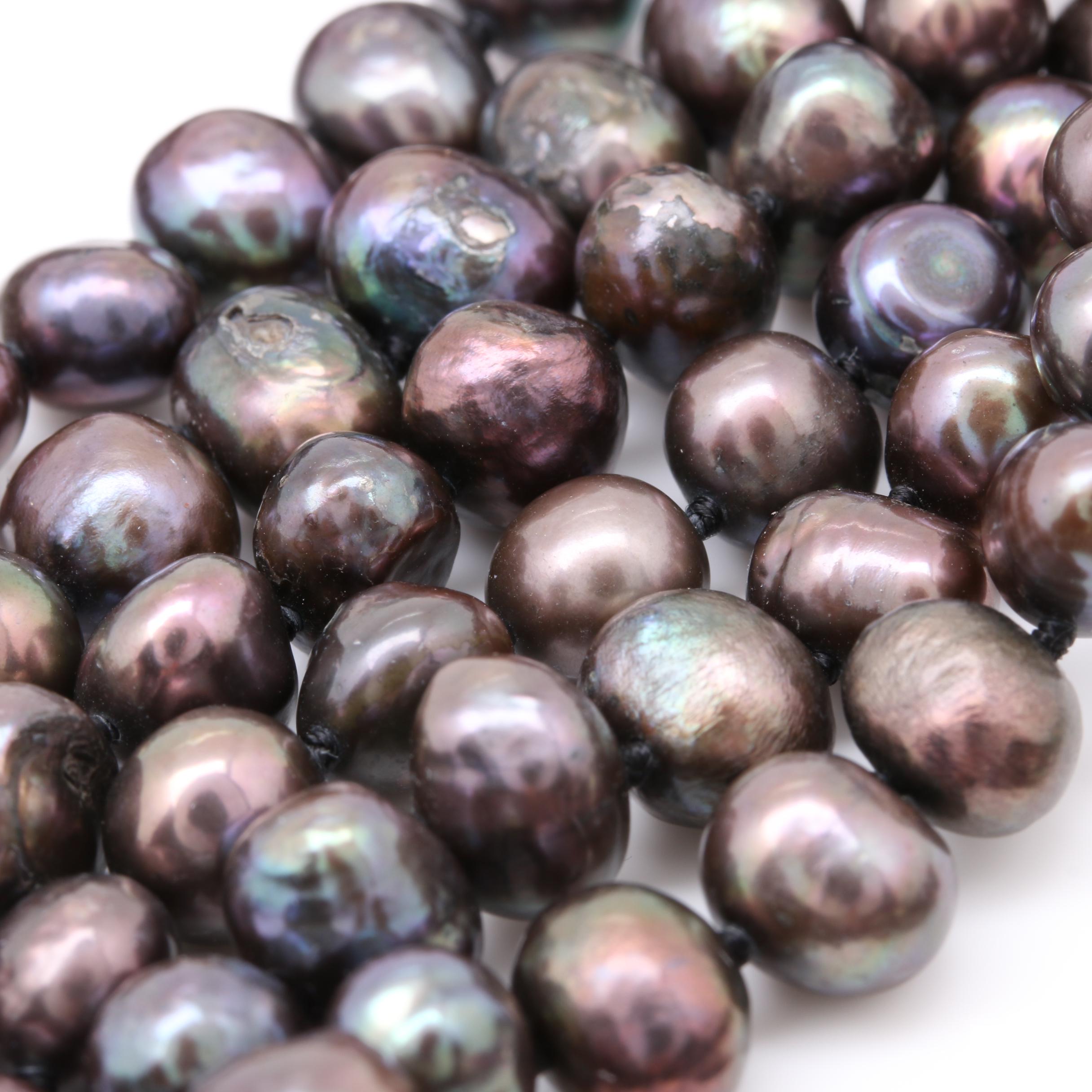 Triple Strand Cultured Pearl Necklace With Foilback Accents