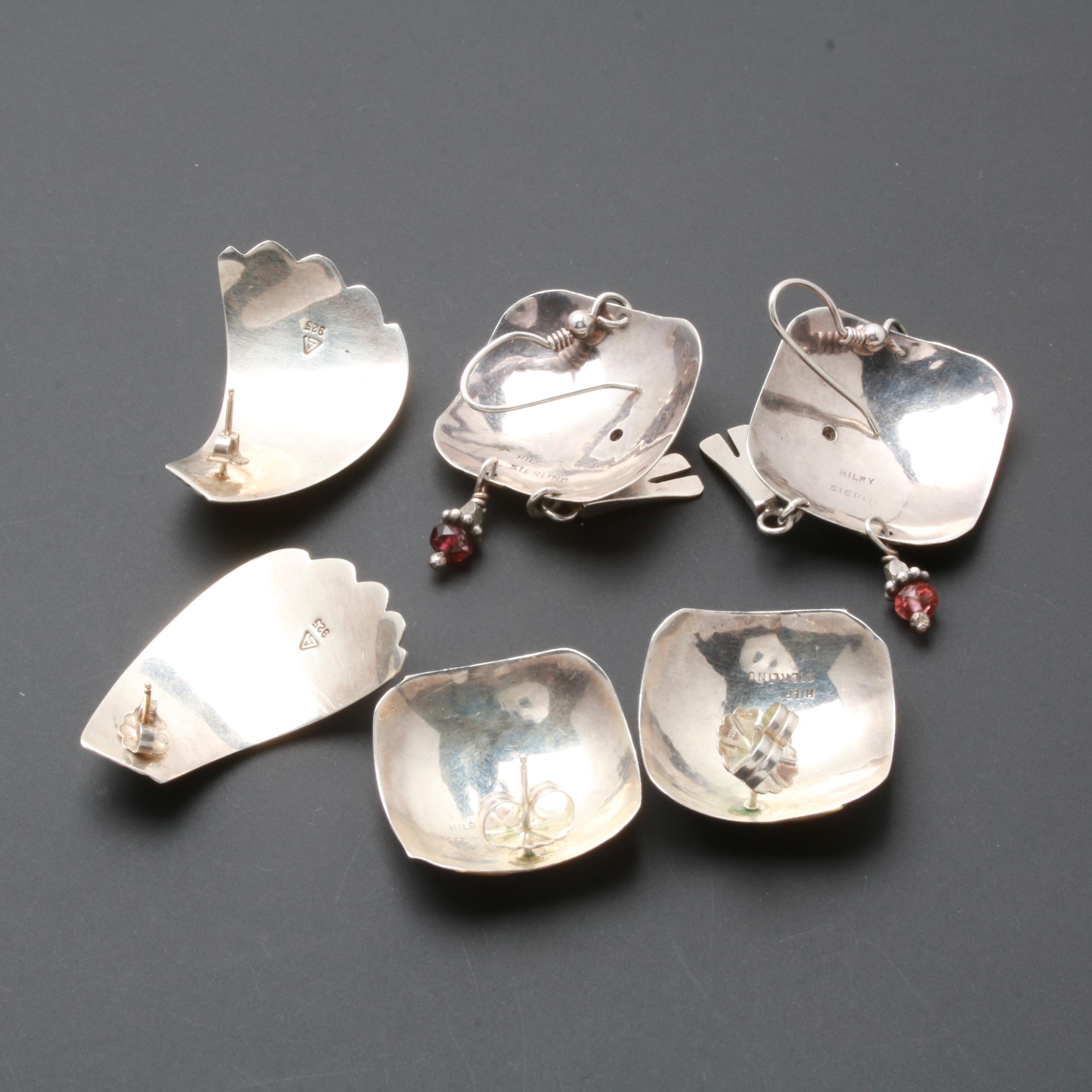 Sterling Silver Bracelet and Earring Selection With Pearl, Garnet and Citrine