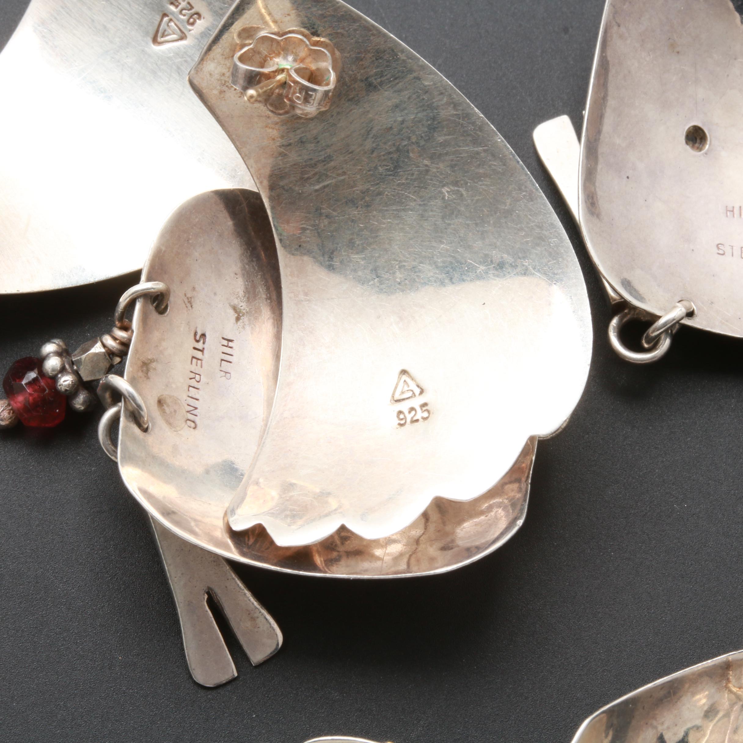 Sterling Silver Bracelet and Earring Selection With Pearl, Garnet and Citrine