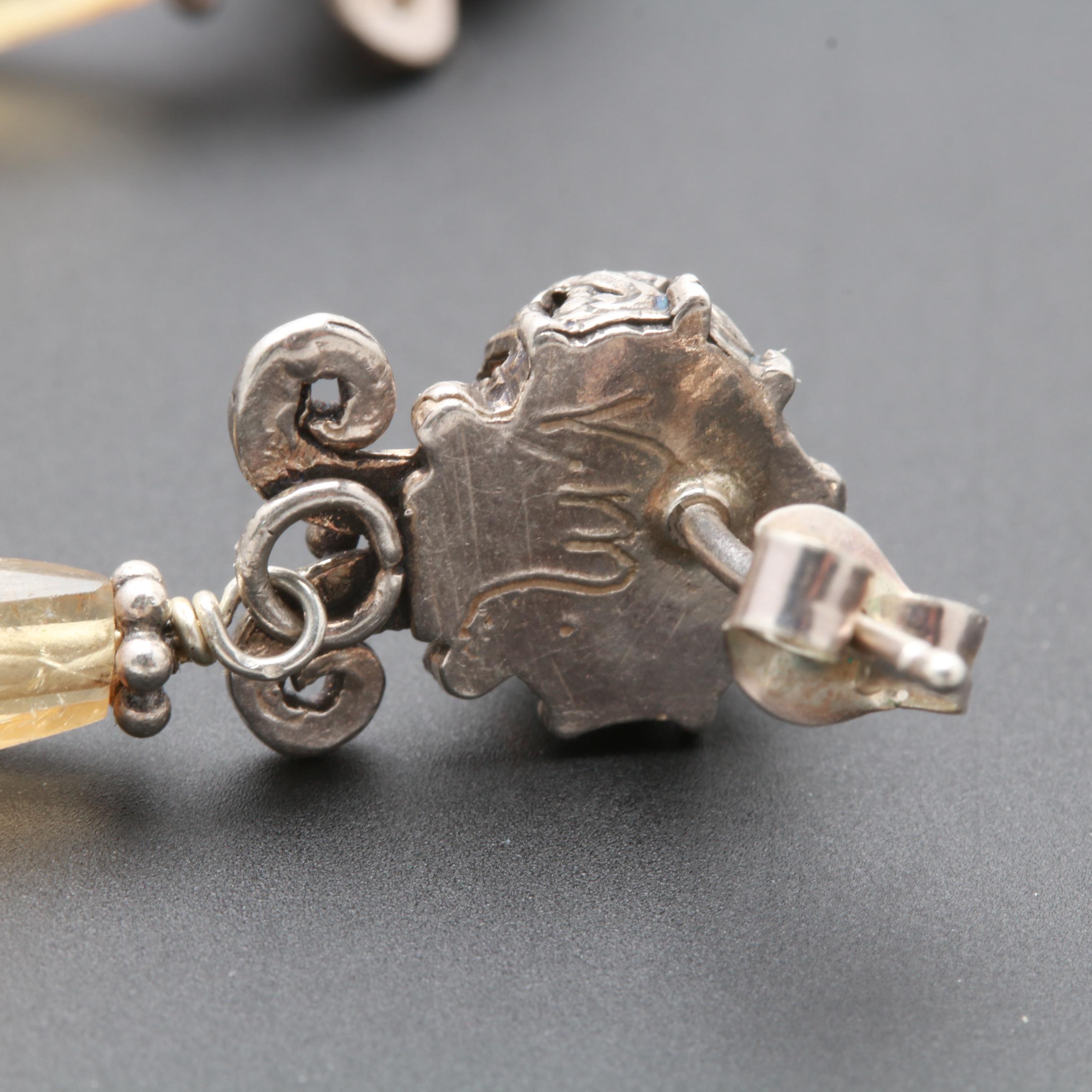 Sterling Silver Bracelet and Earring Selection With Pearl, Garnet and Citrine