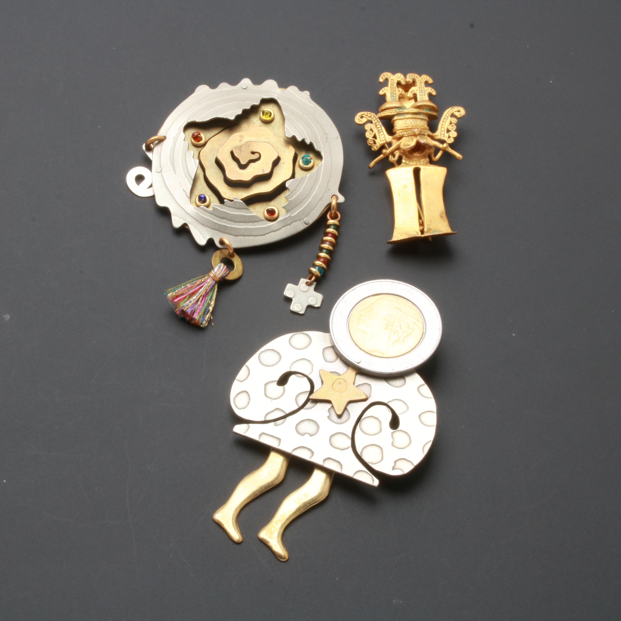 Earring and Brooch Assortment Featuring Pieces by Robert