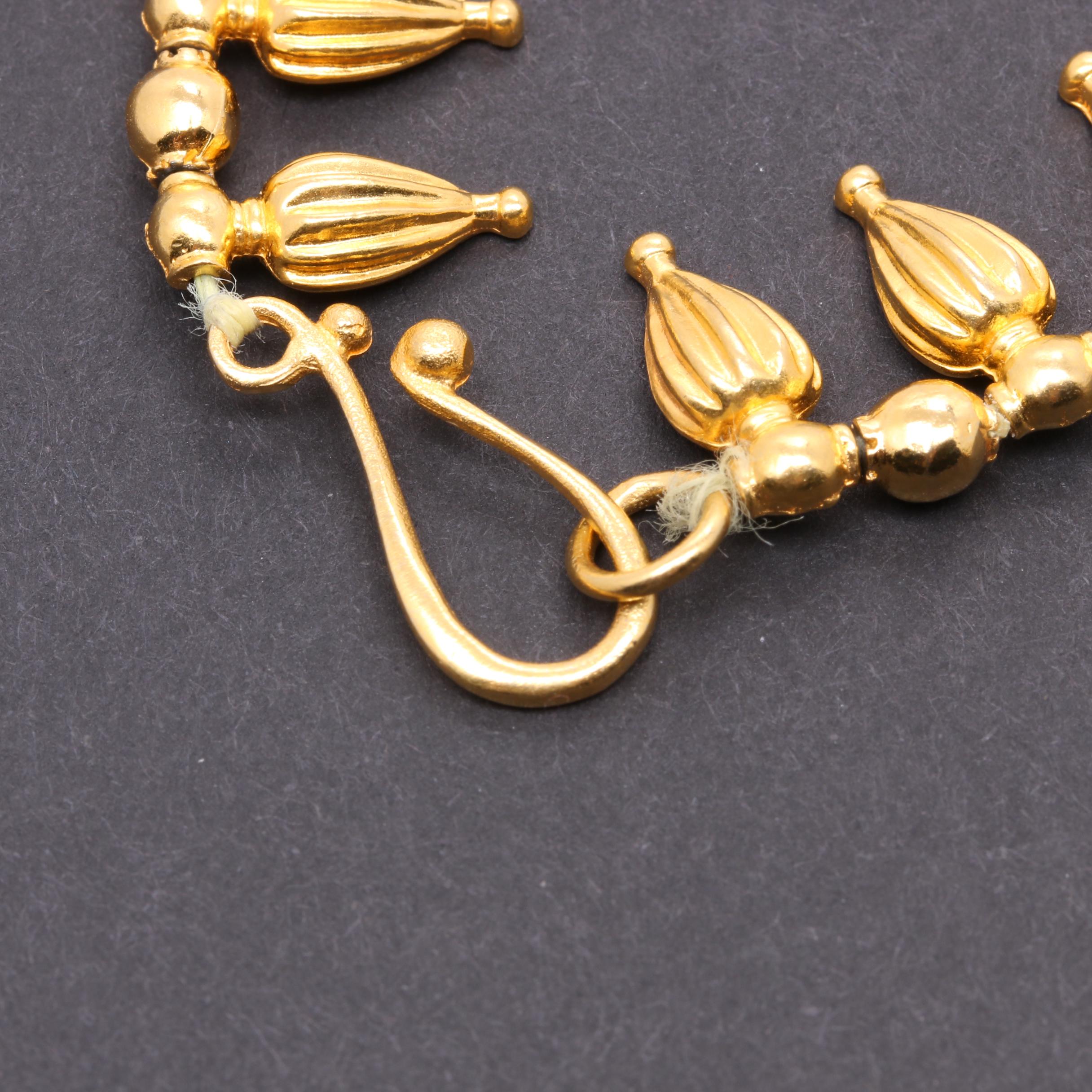 Gold Tone Necklace Selection Including Jasper, Nephrite, and Serpentine