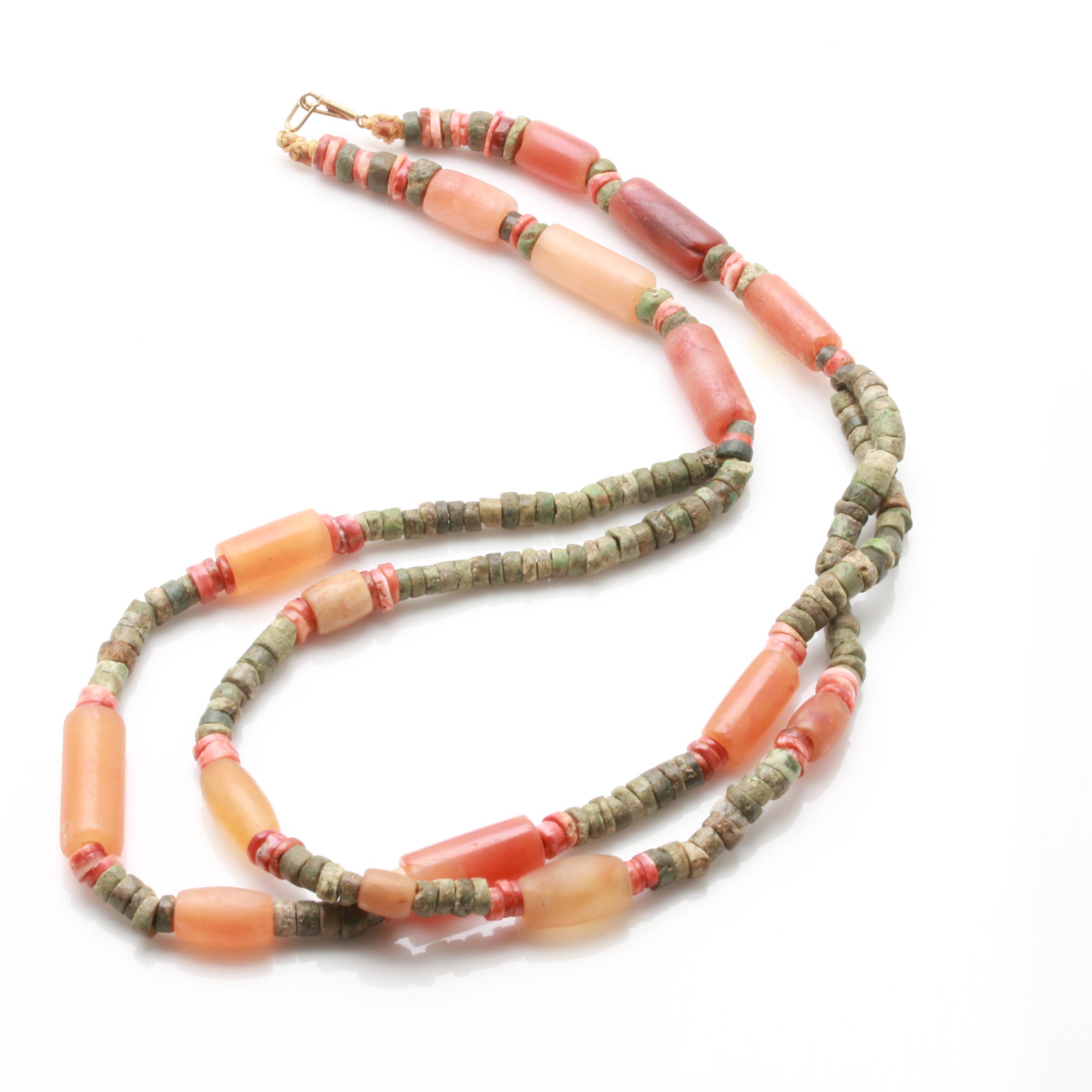 Assorted Beaded Necklaces Featuring Malachite, Spiny Oyster and River Stone