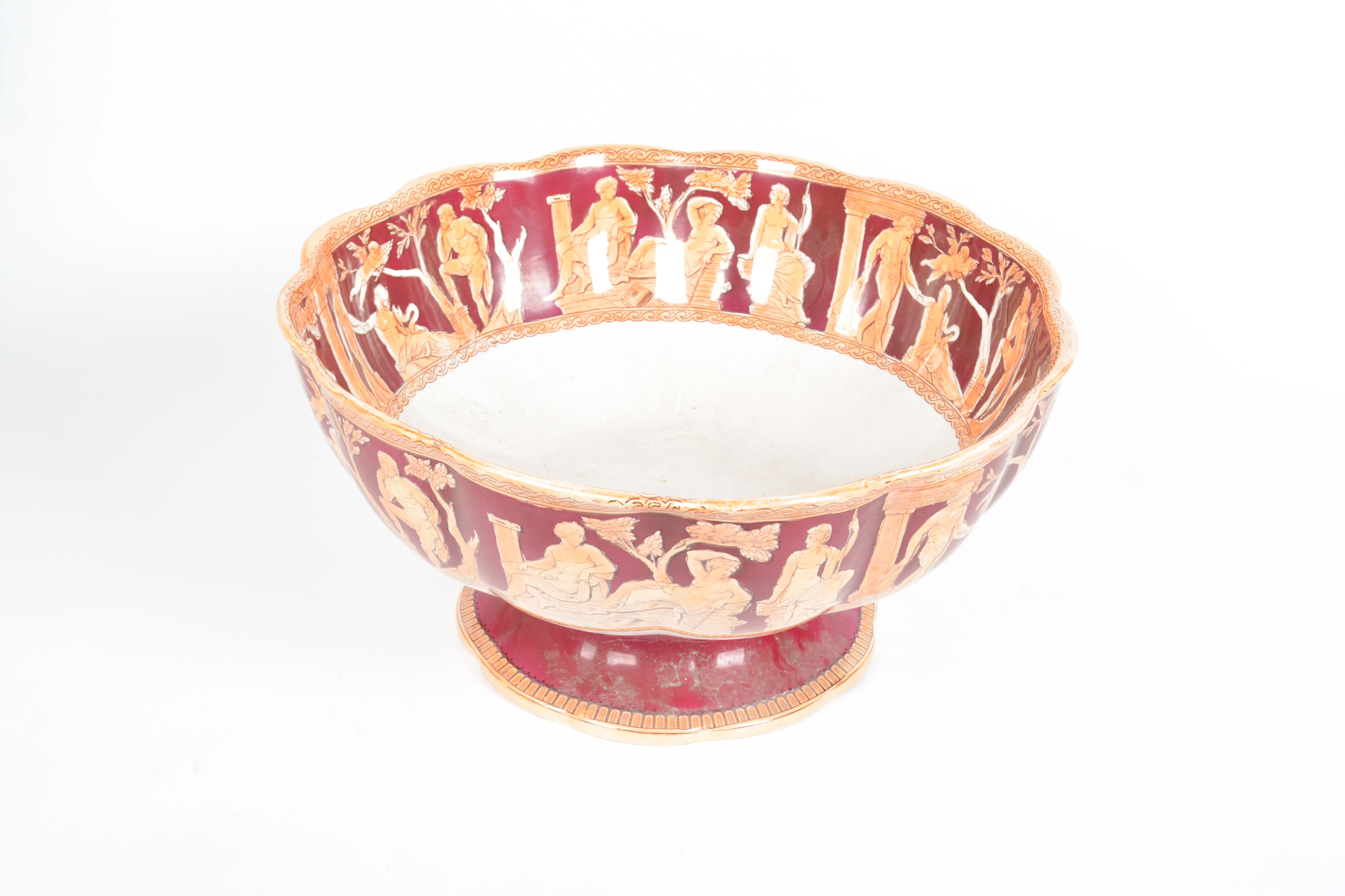 1890-95 Furnivals "Portland" Neoclassical Earthenware Punch Bowl