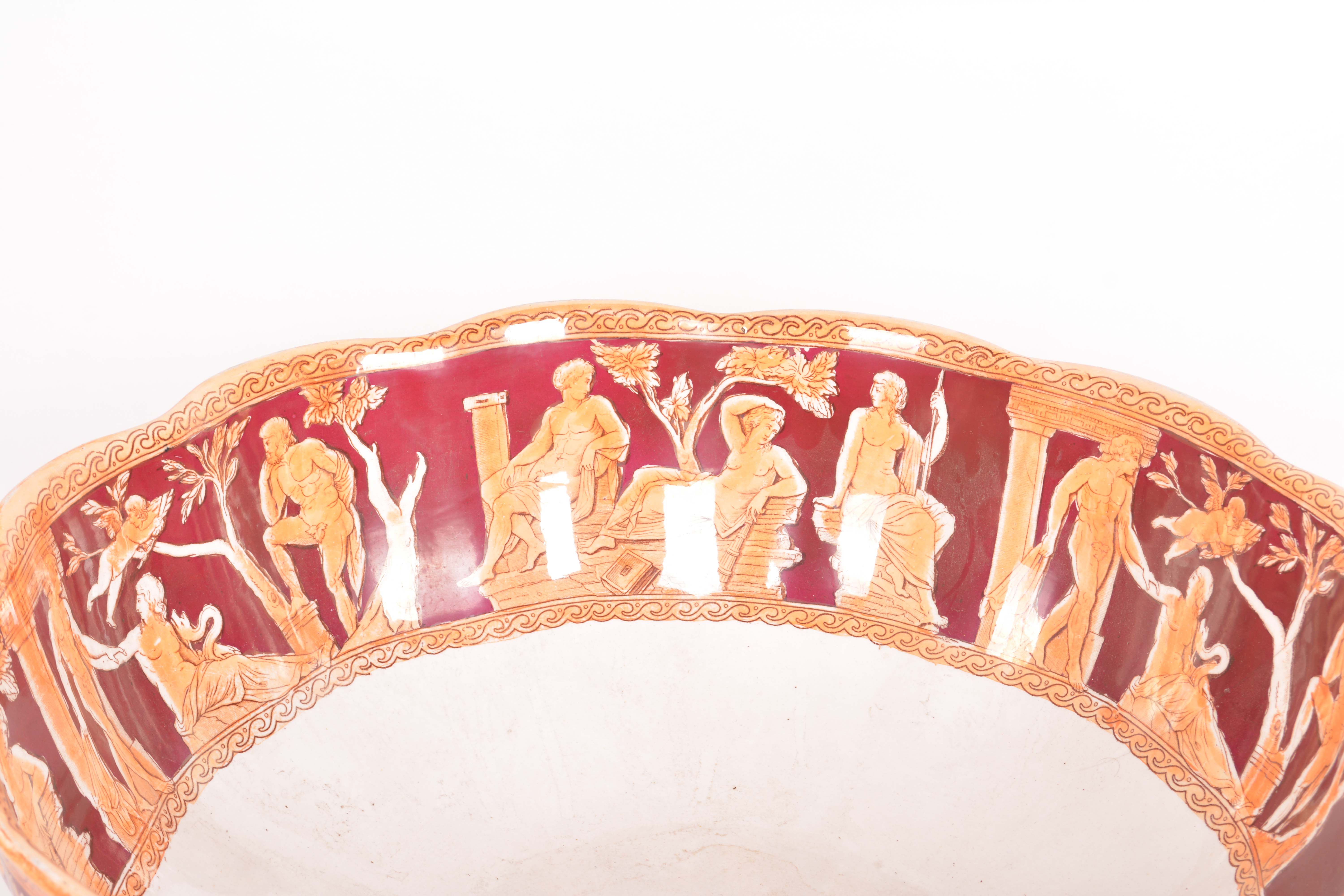 1890-95 Furnivals "Portland" Neoclassical Earthenware Punch Bowl