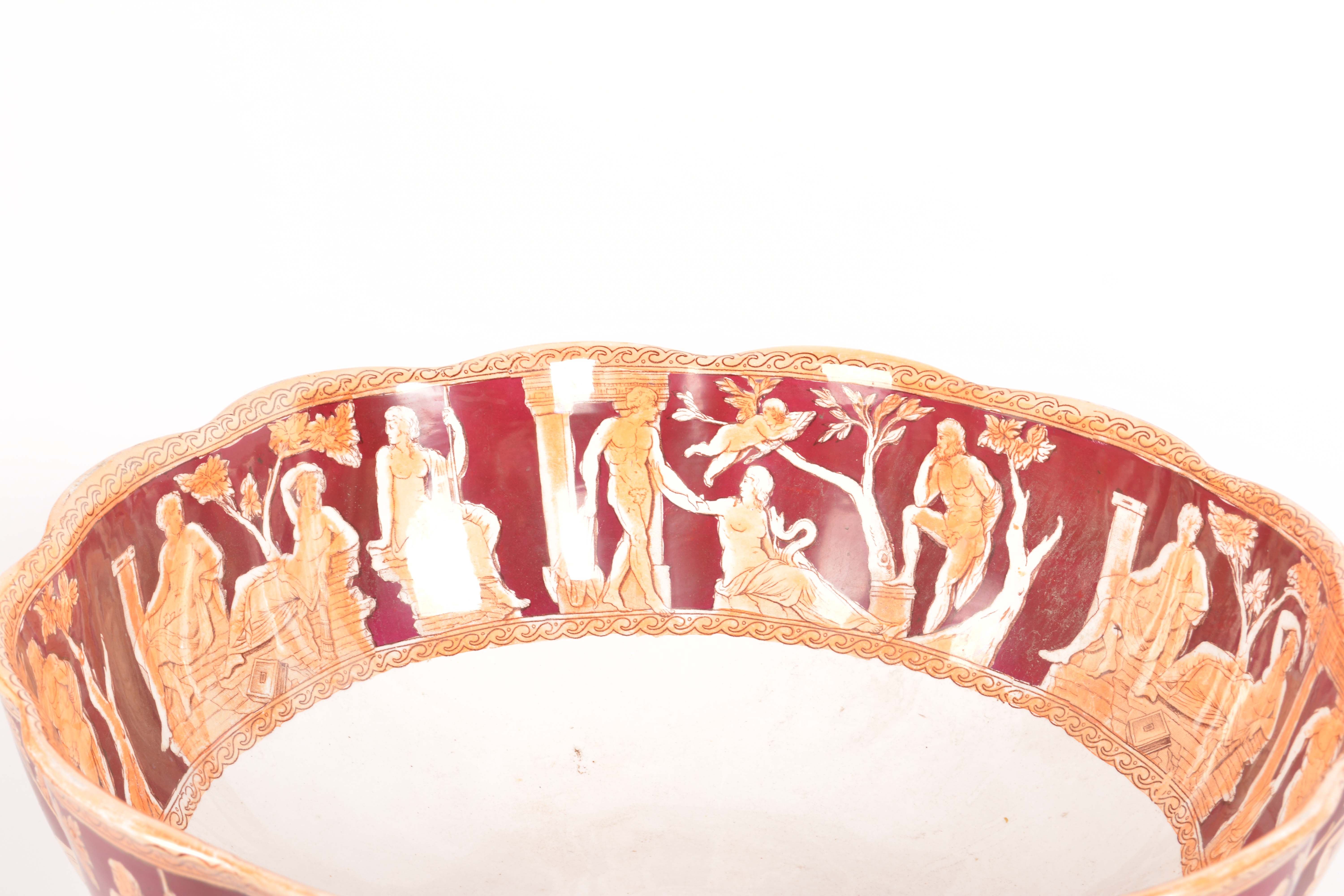 1890-95 Furnivals "Portland" Neoclassical Earthenware Punch Bowl