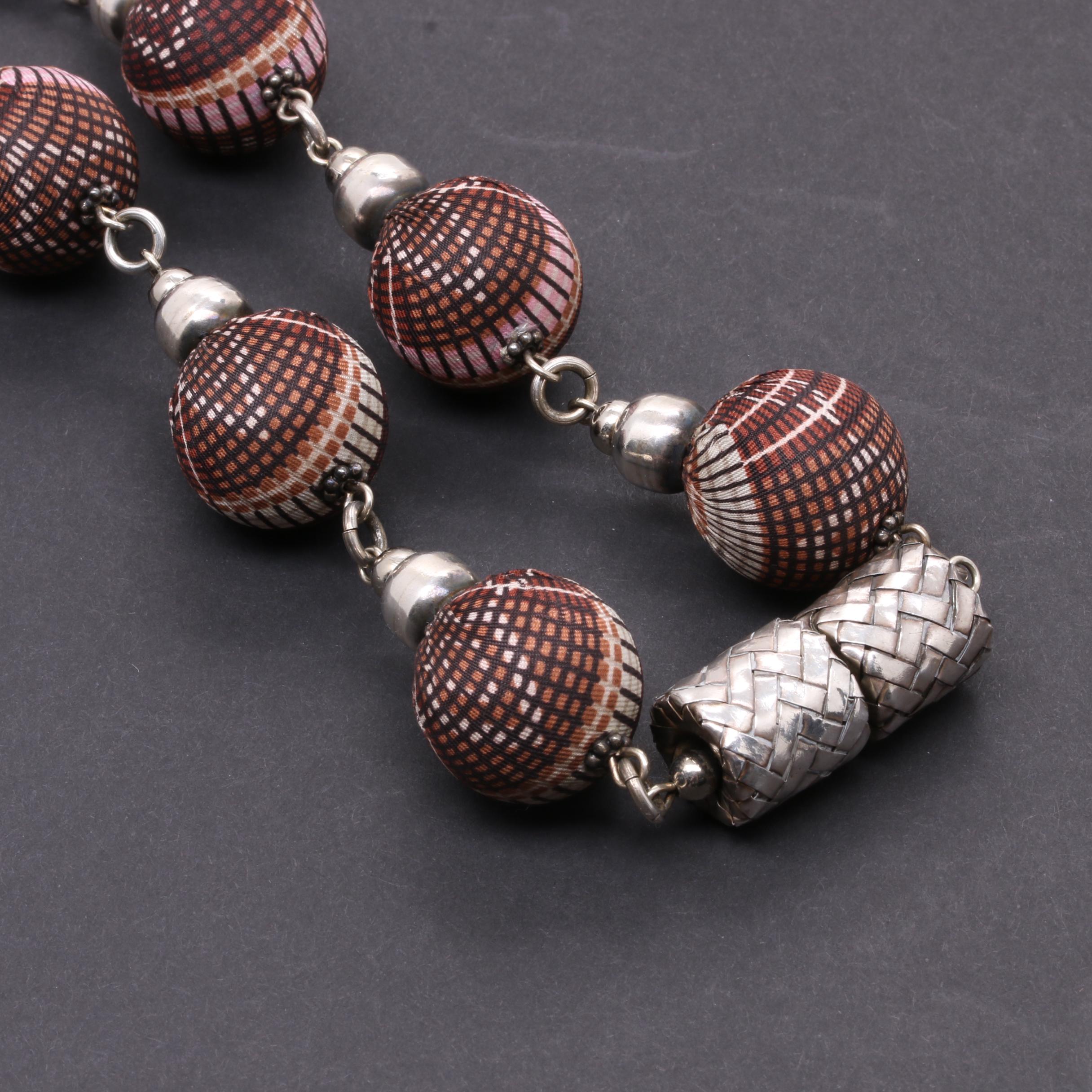 Sterling Silver Pineda Covalin Necklace and Opalescent Lampwork Glass Pendant