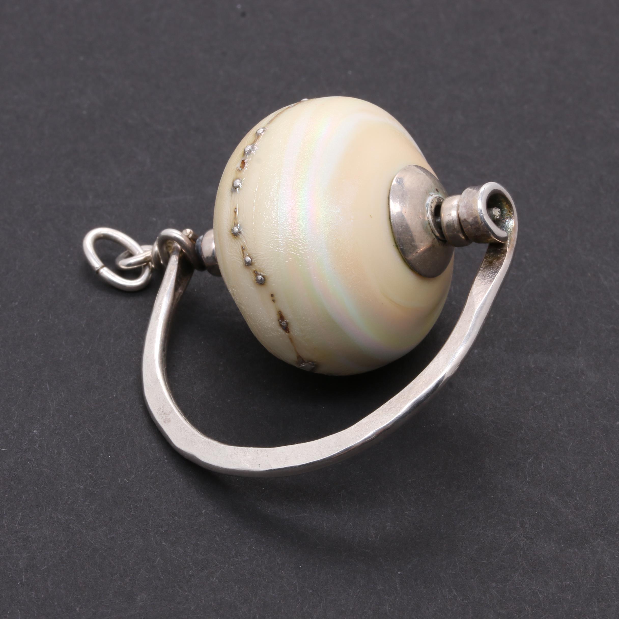 Sterling Silver Pineda Covalin Necklace and Opalescent Lampwork Glass Pendant