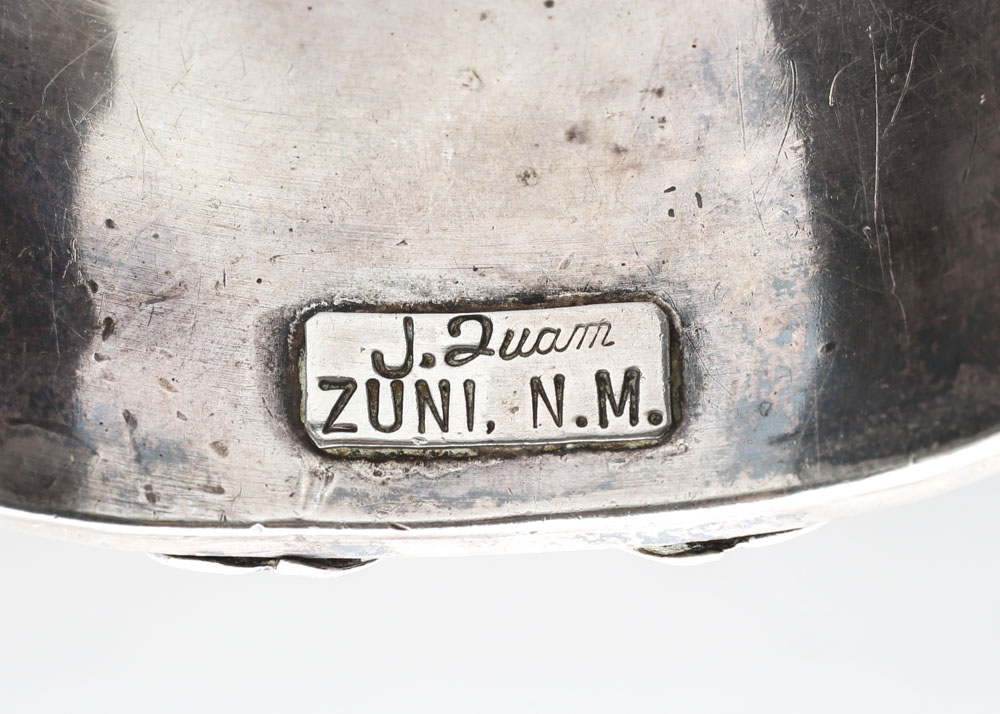 J. Quam Sterling Silver, Turquoise, Mother Of Pearl, and Coral Cuff Bracelet