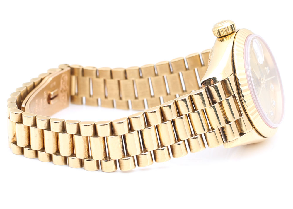 Rolex Oyster Perpetual Datejust 18K Yellow Gold and Diamond Watch