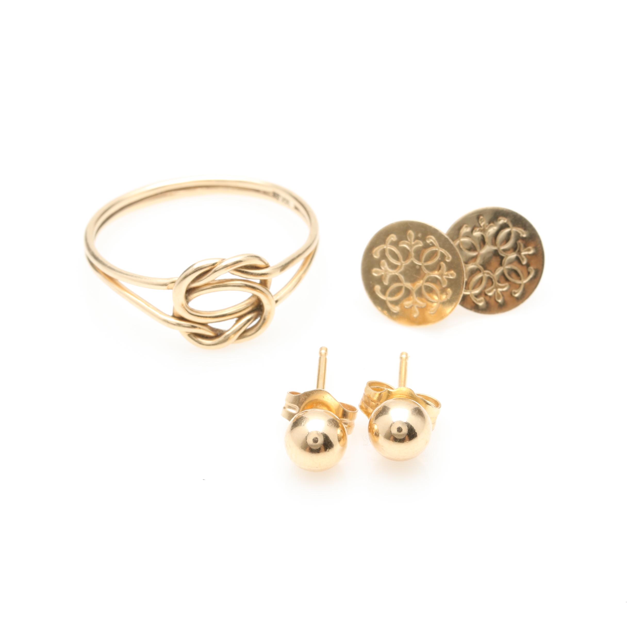 14K Yellow Gold Ring and Earring Selection