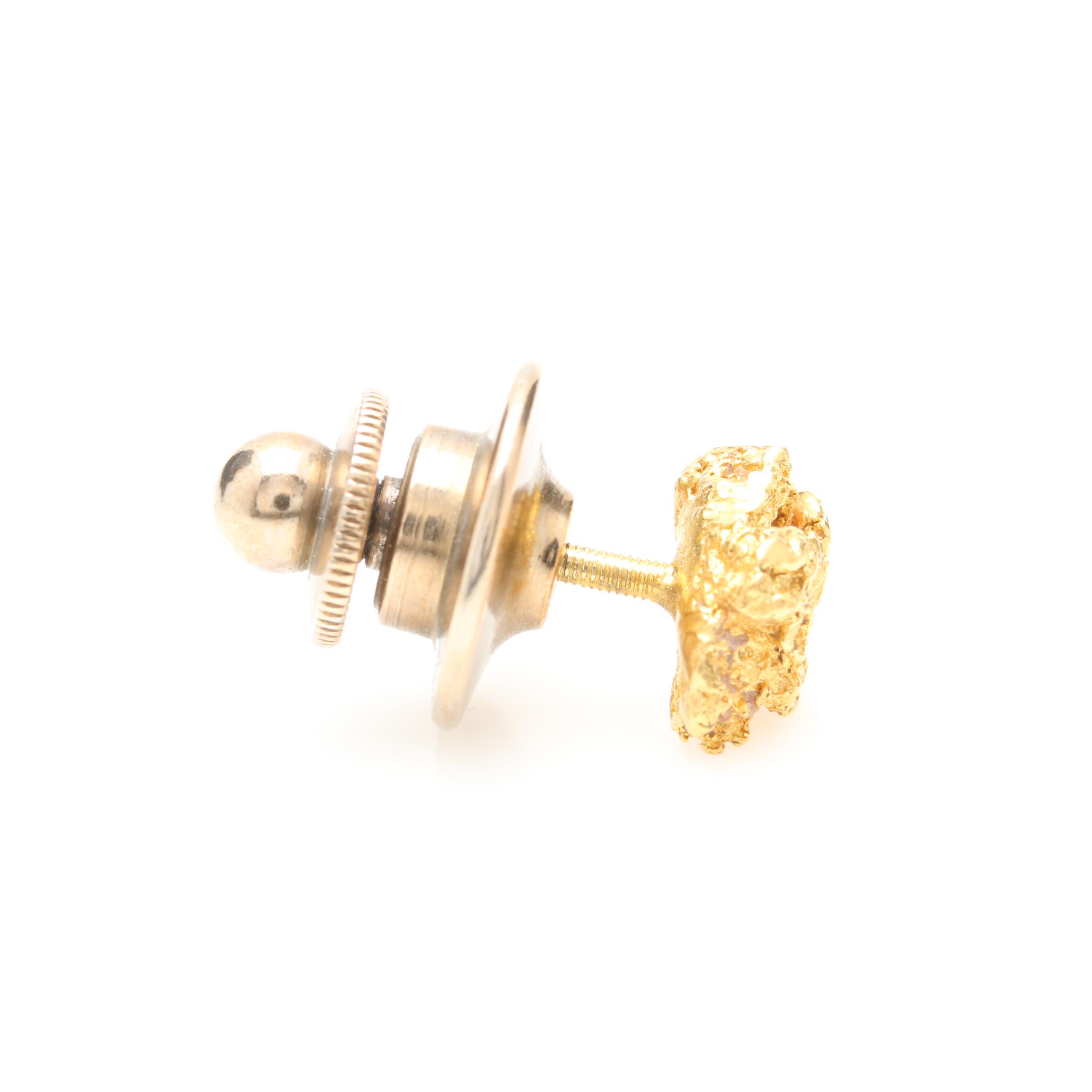 14K Yellow Gold "Nugget" Tie Tack