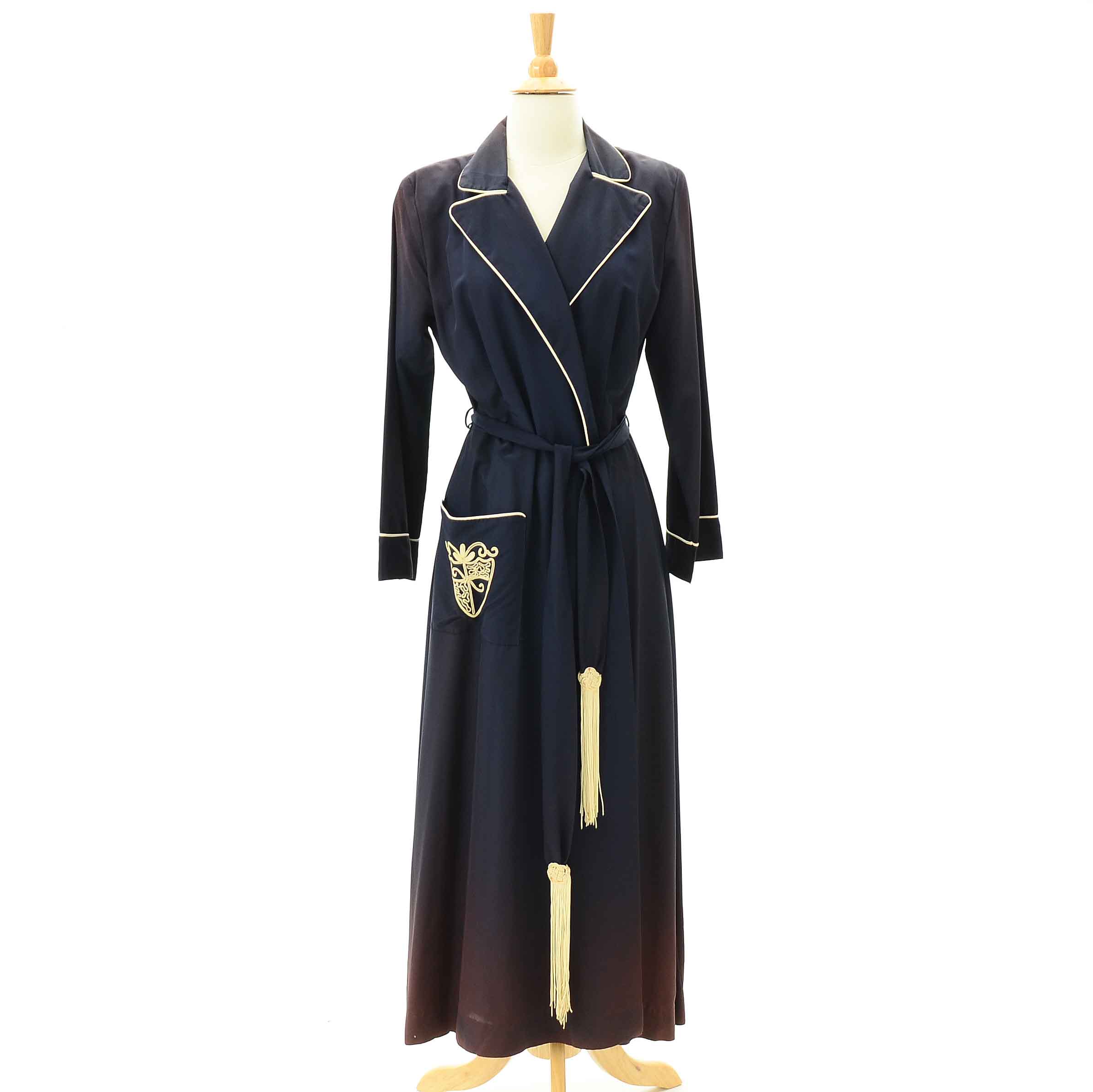 Vintage Embroidered Navy Robe